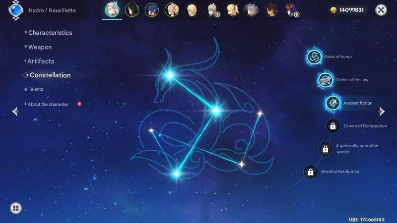 GI1185 Neuvillette C3 + Signature Weapon + Wings of Feasting + Tighnari C1 Amos Bow + Dehya 